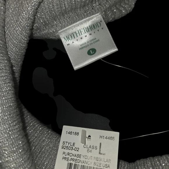 Motherhood Maternity Silver Cowl Neck Sweater with Elegant Draping - Picture 8 of 8